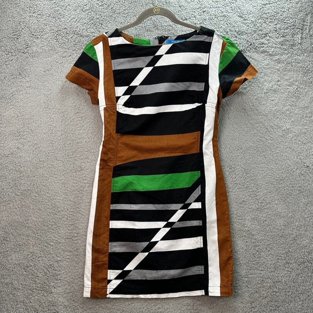 Derek Lam for Design Nation Women's Size 8 Linen Blend Sheath Dress Color Block